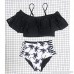 SS Queen Fashion Off Shoulder Two Pieces Swimsuits High Waisted Cutout Swimwears Hollow Bikini Sets Black B07K6DWG67